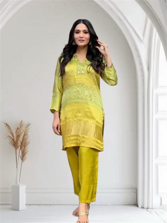 Bandhani Gajji Silk Set