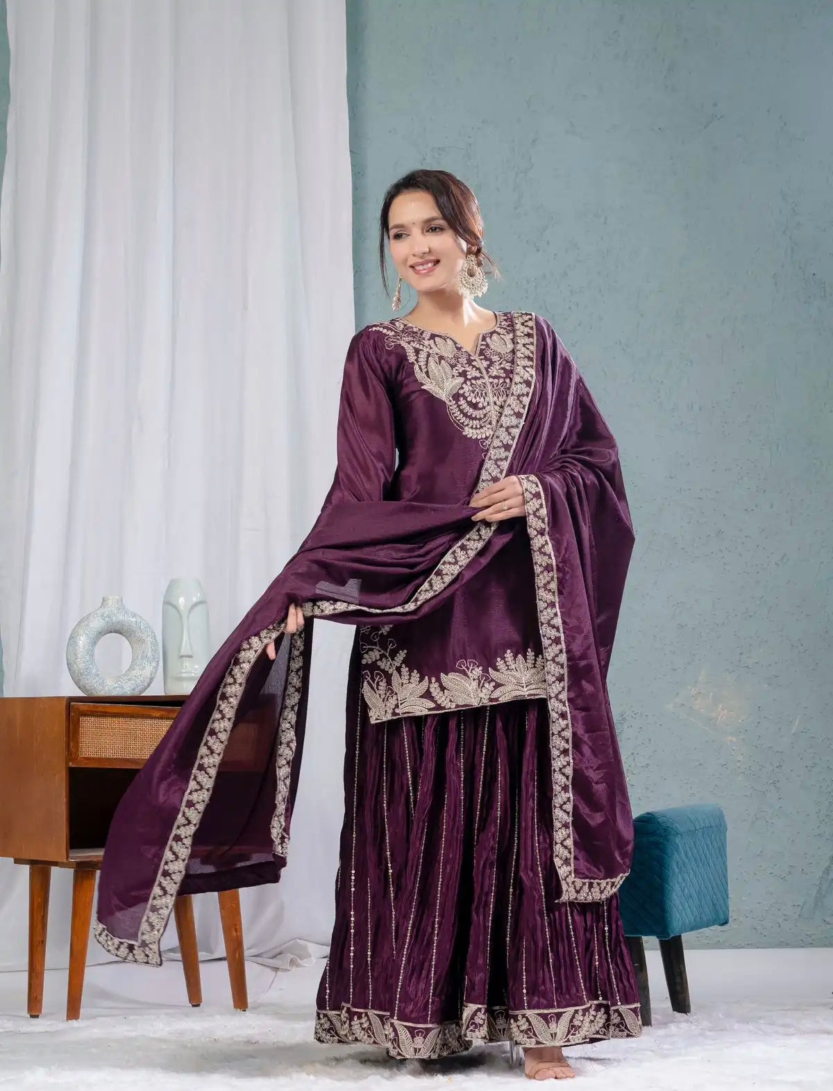 Tessa Chinnon Silk Sharara Suit