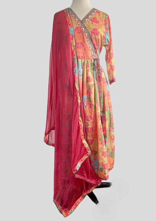 Angrakha Style 3 Piece Suit