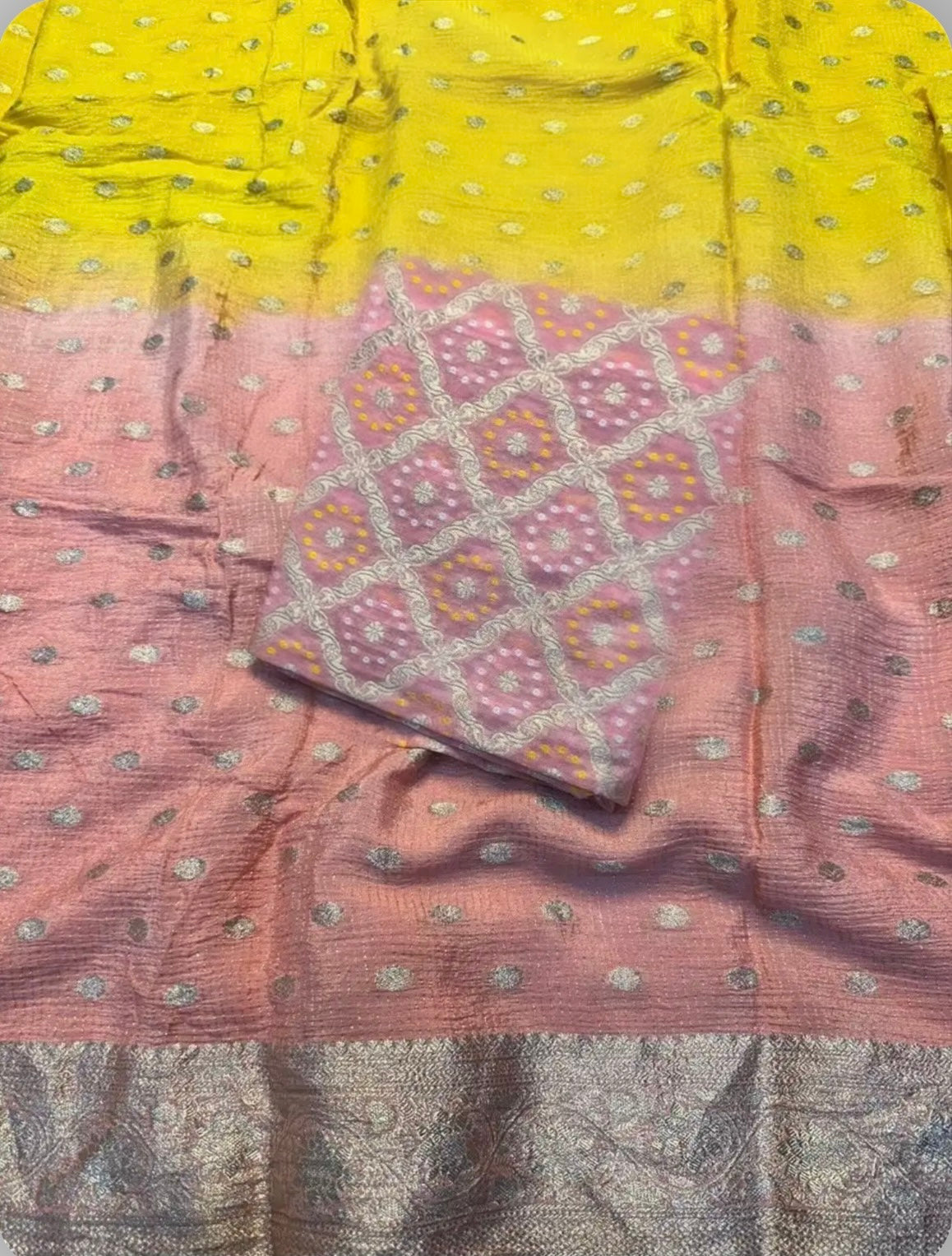 Abha - Crushed Chinon Ombre Saree