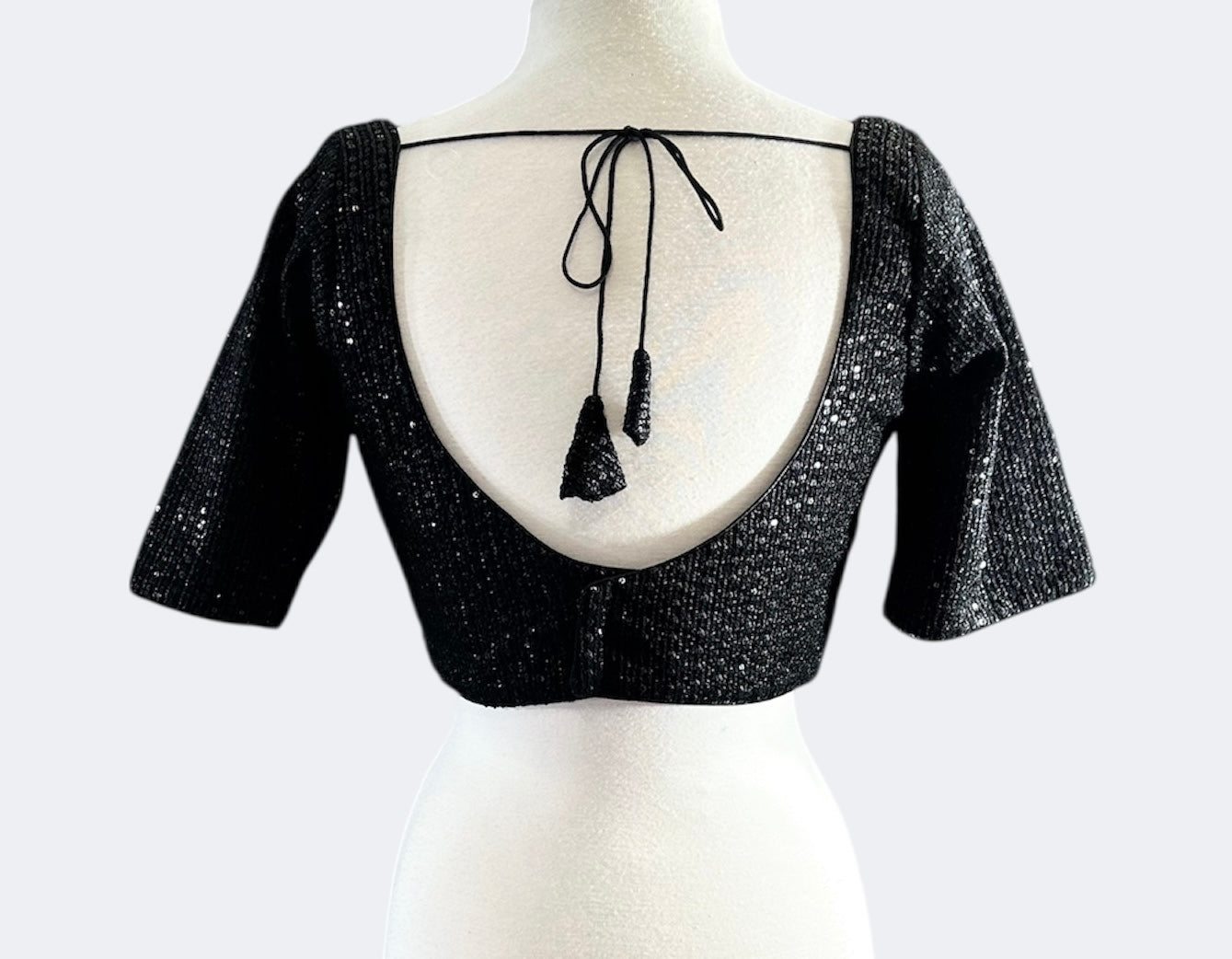 Black Sequins Blouse with Sleeves