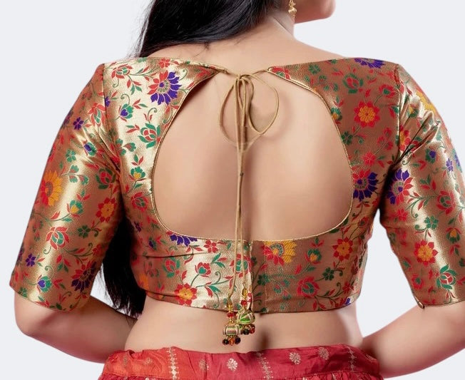 Gold Multicolor Brocade Blouse