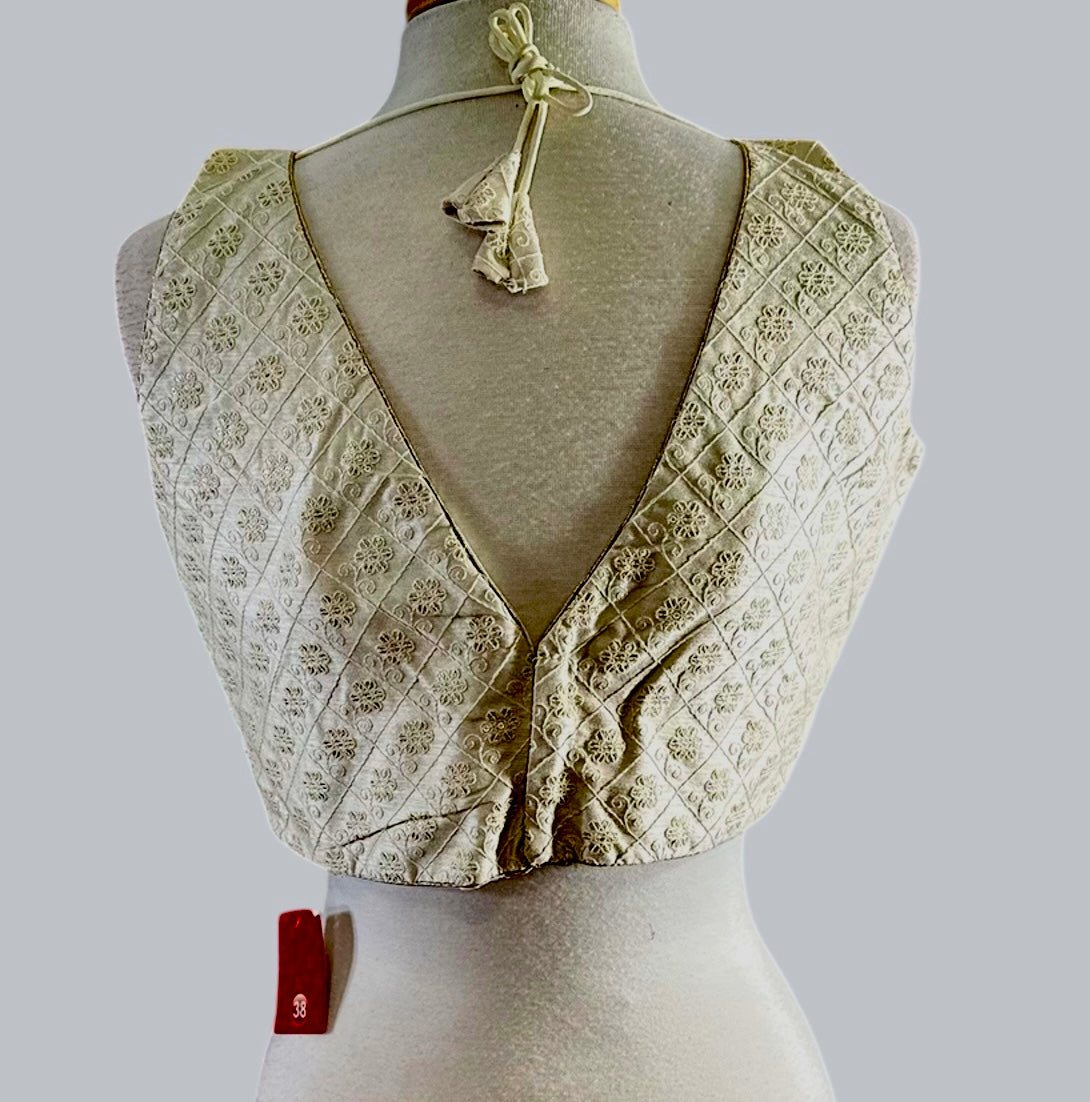 Off-white Light Gold Kosher Silk Blouse