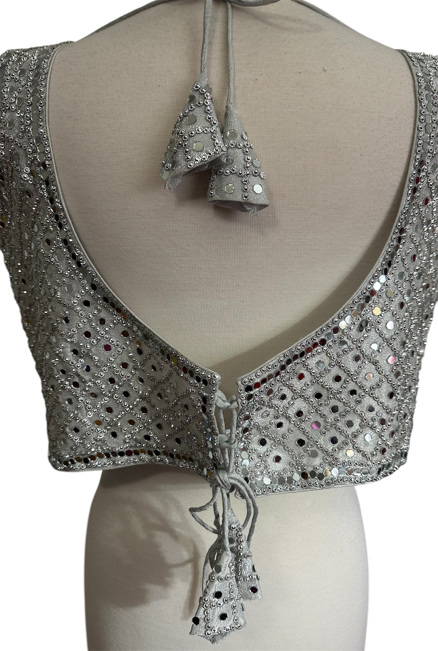 Silver Mirror-work Blouse