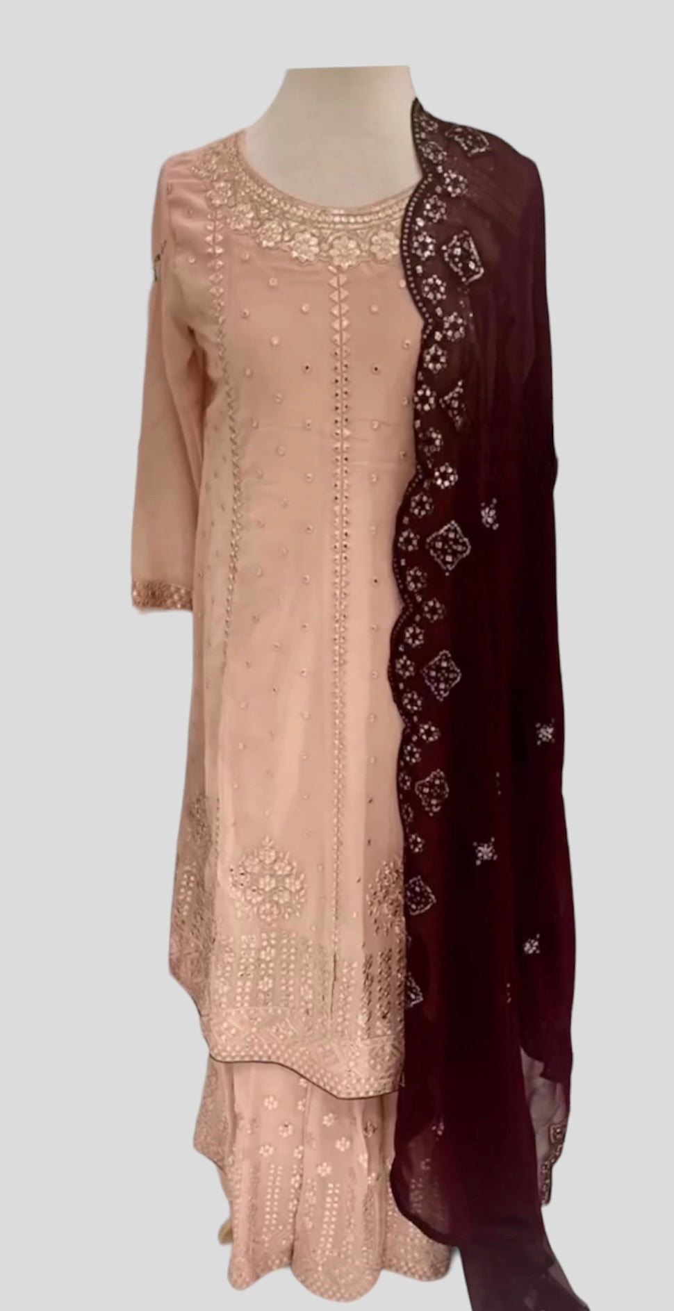 Rose Pink and Purple Palazzo Set