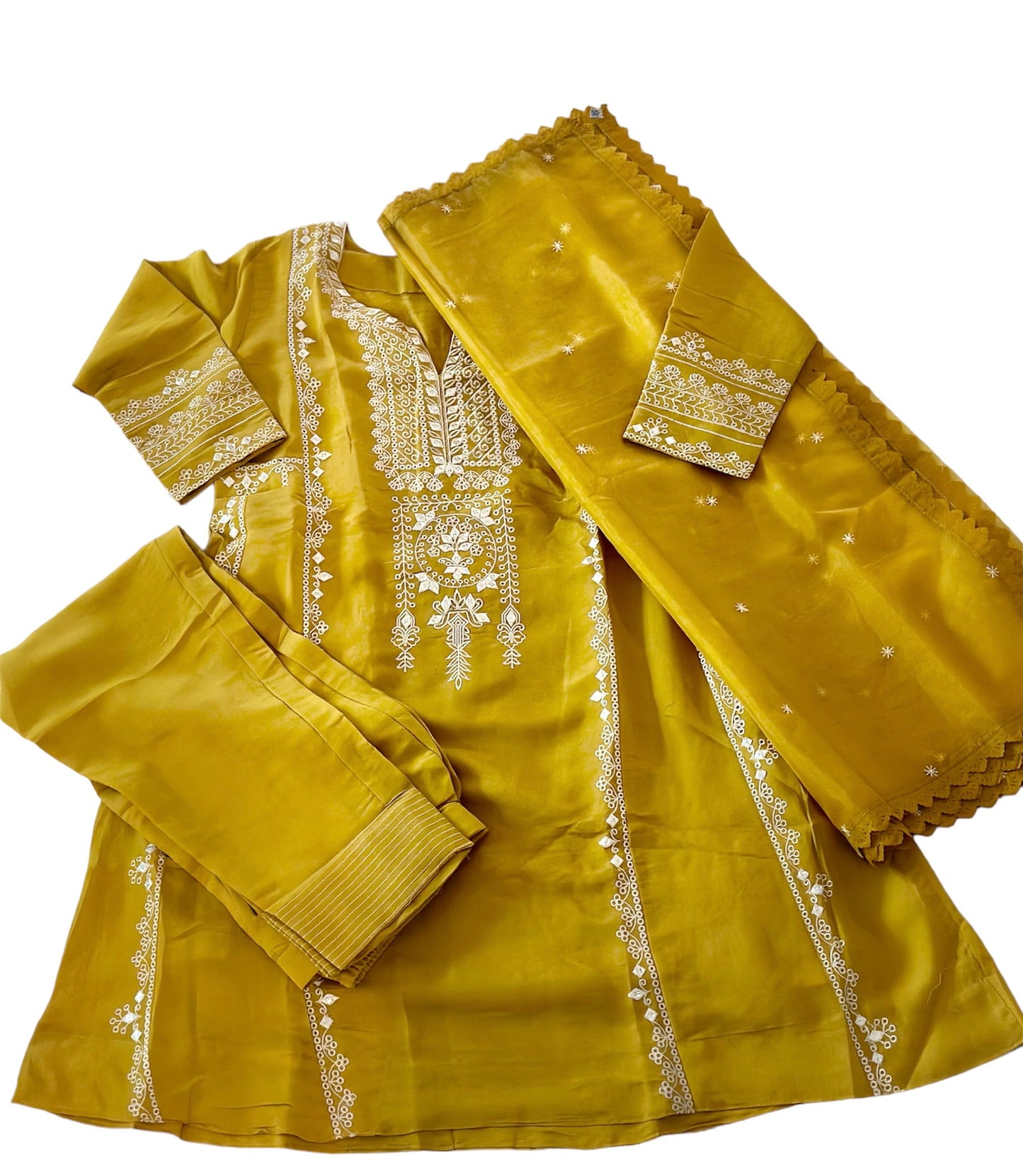 Romani silk suit with organza dupatta
