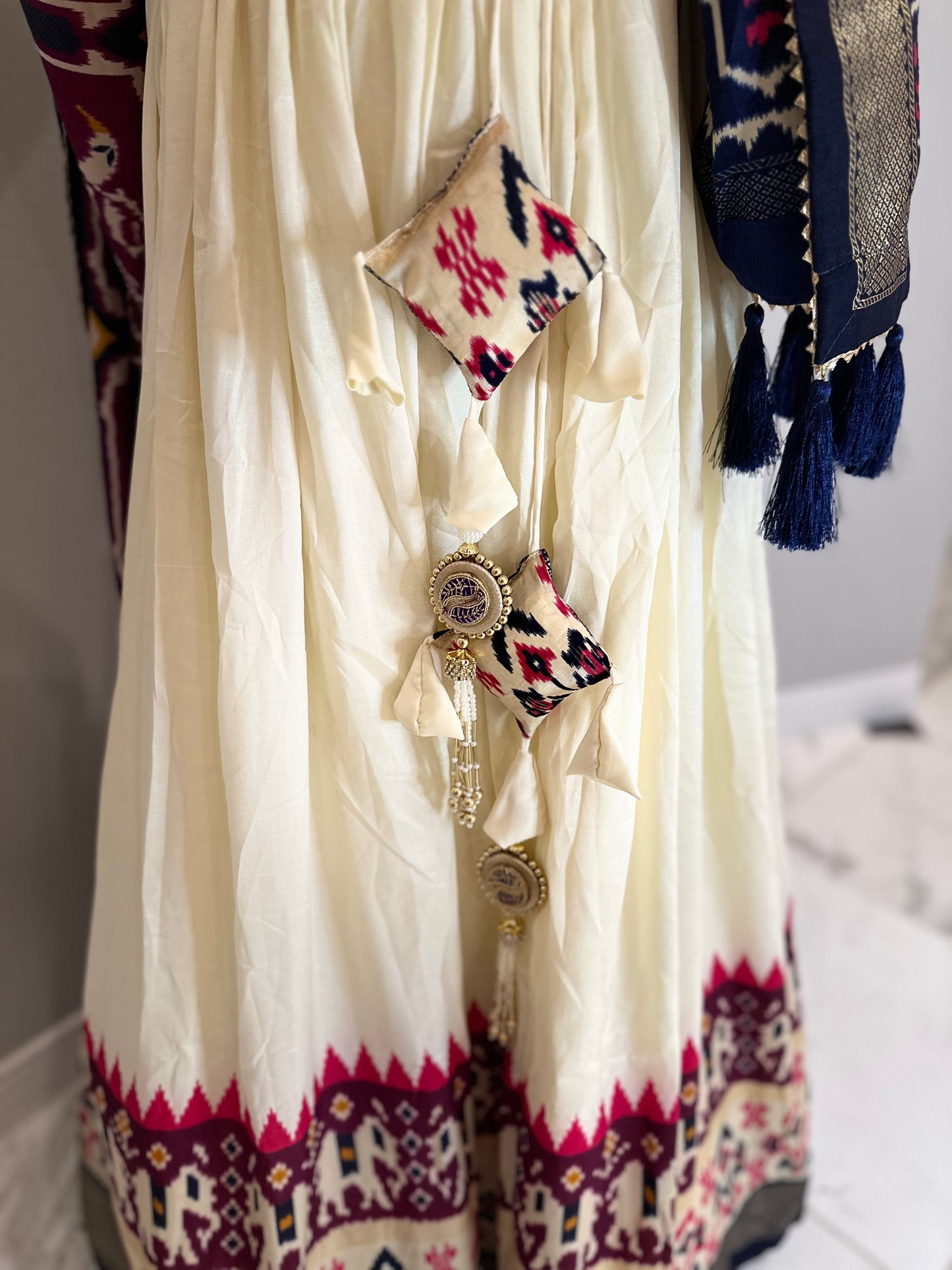 Patola Print White Lehenga