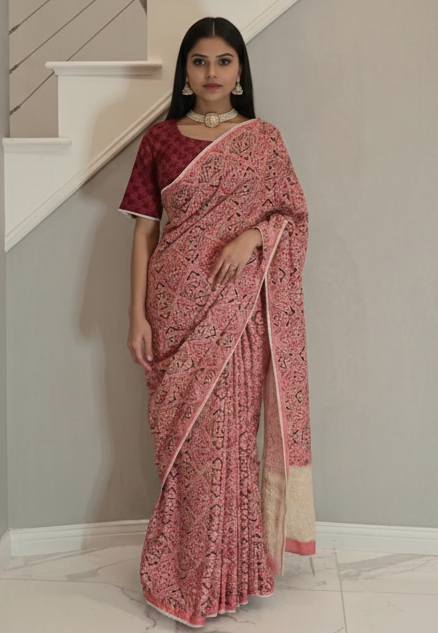 Tussar Silk and Handloom Saree with Ready Blouse