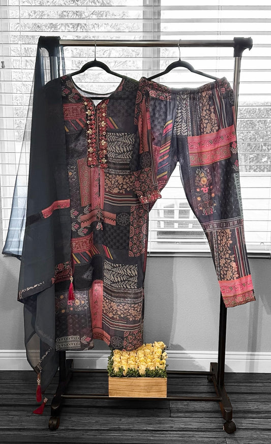 Nazneen Kurta Set - Gray