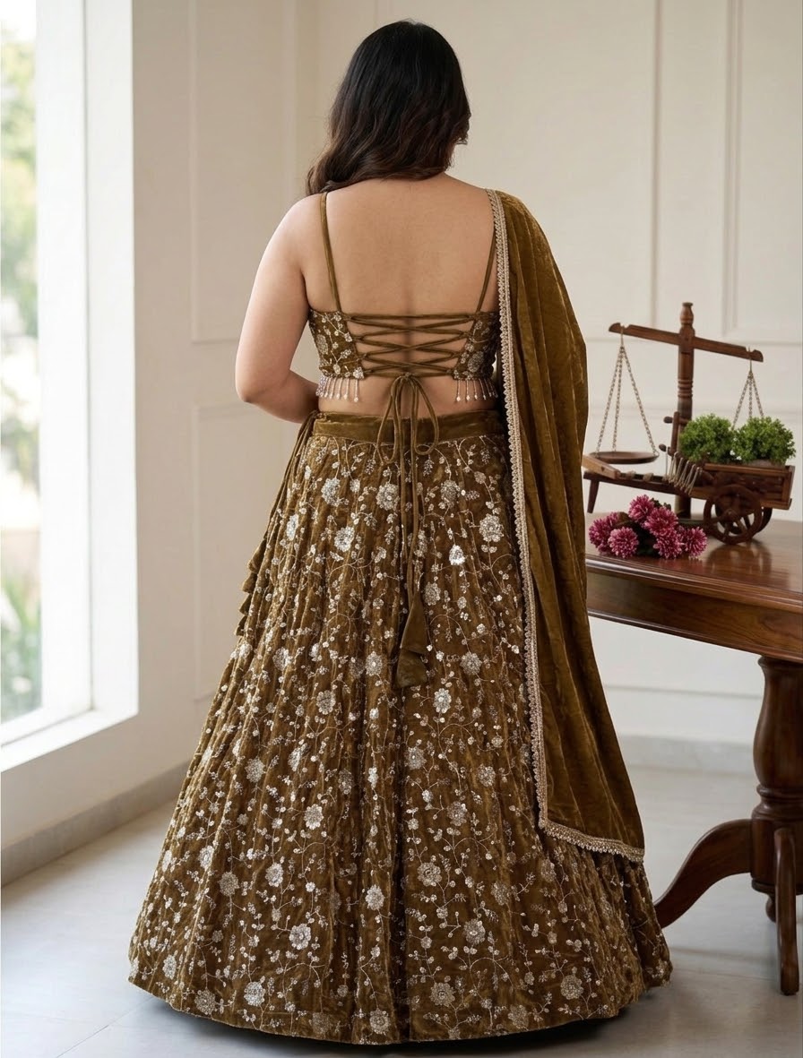 Myra - Sequined Copper Lehenga