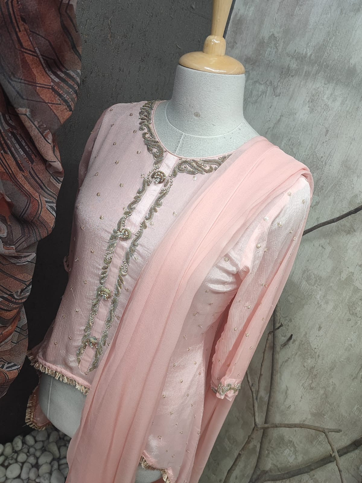 Brown and Pink Dhoti Suit