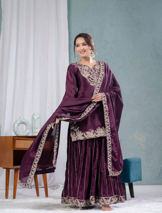 Tessa Chinnon Silk Sharara Suit