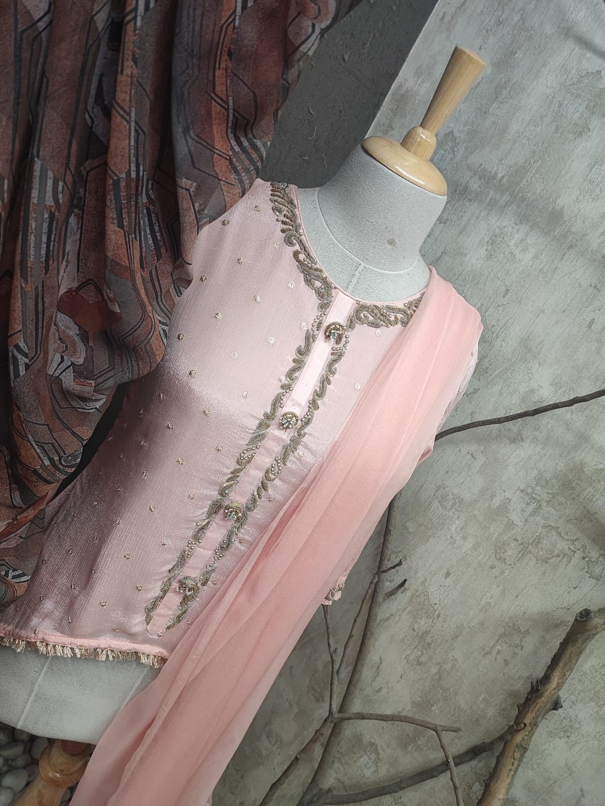 Brown and Pink Dhoti Suit
