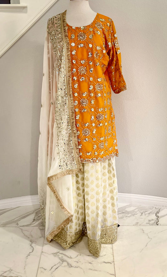 Marigold Jacquard Lehenga Set