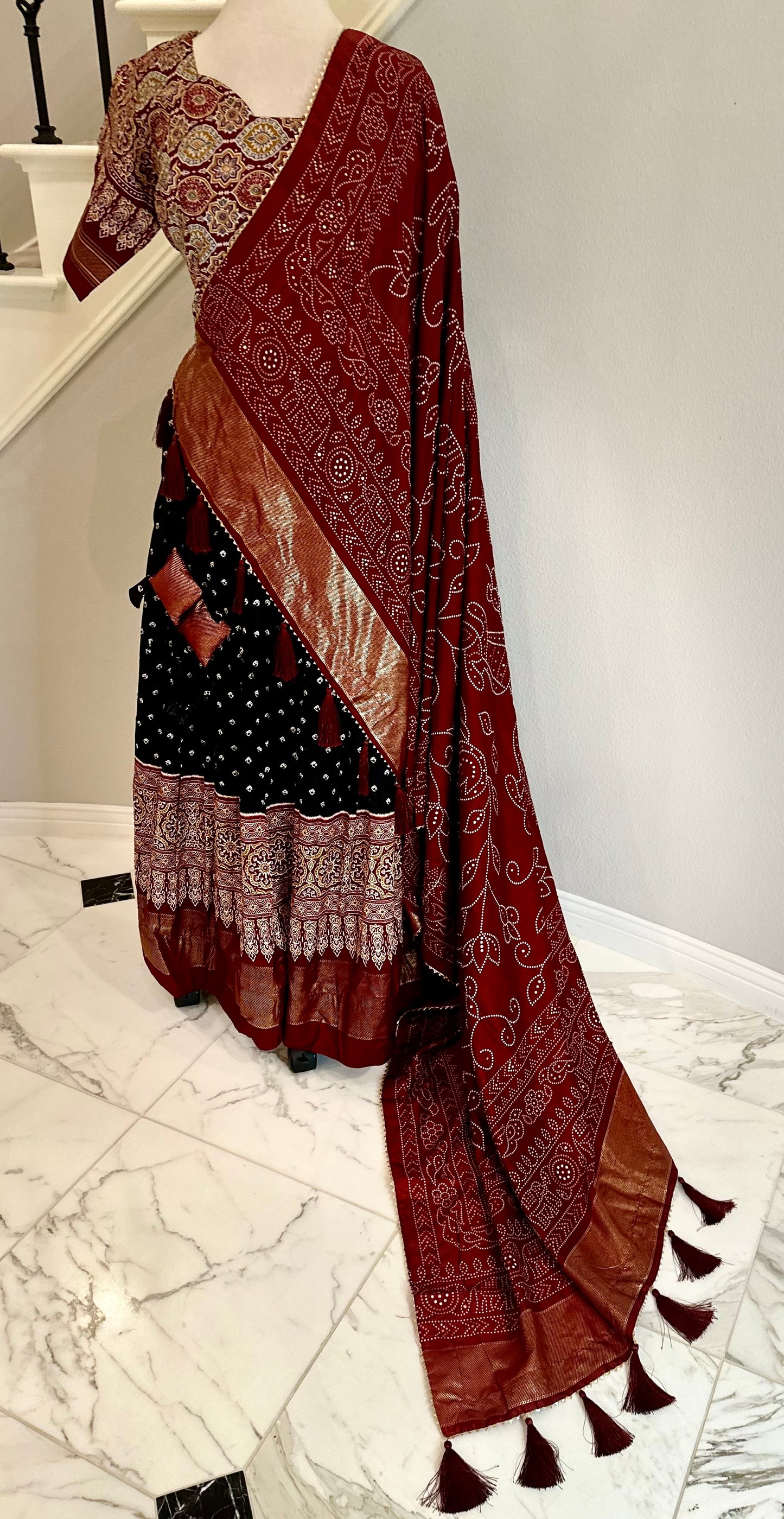 Timeless Ajrakh Lehenga - Black