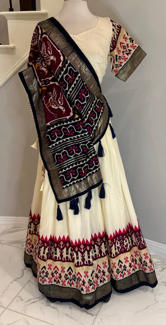 Patola Print White Lehenga