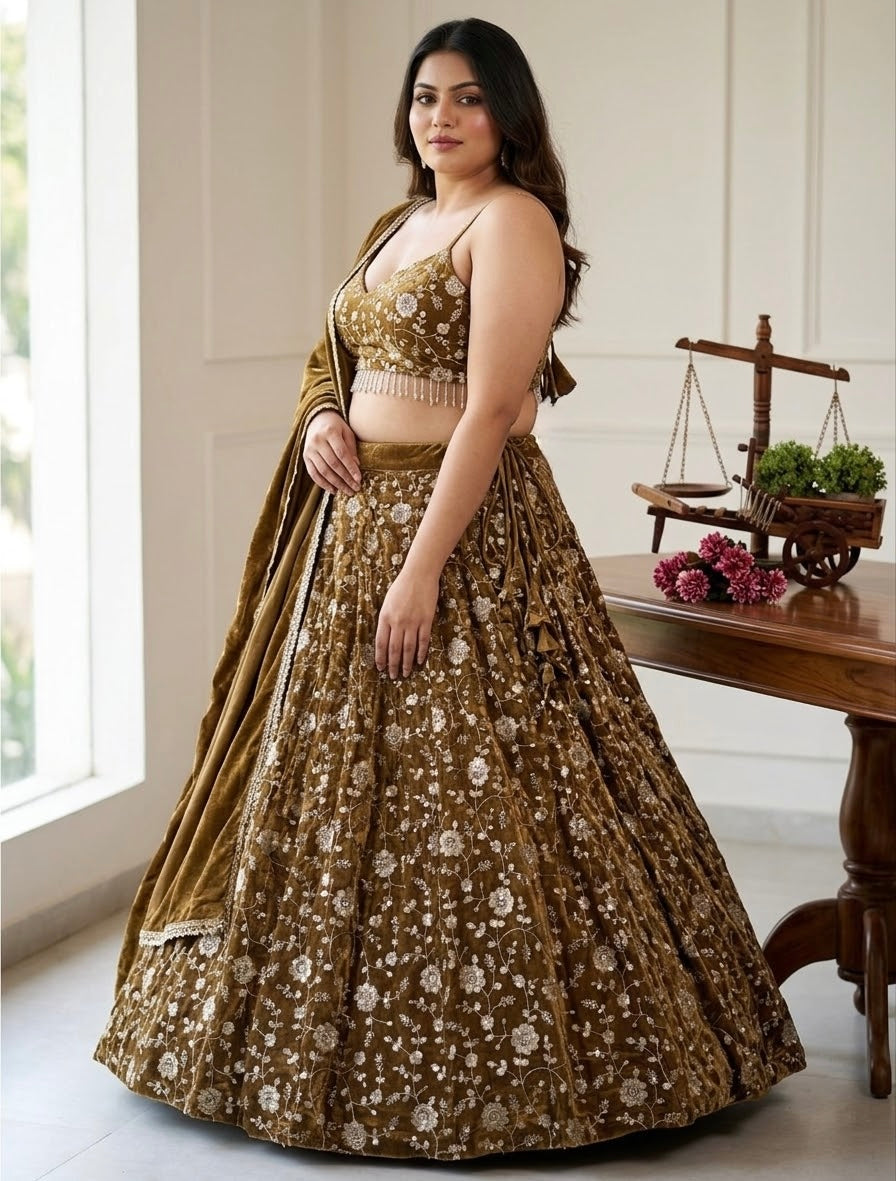 Myra - Sequined Copper Lehenga