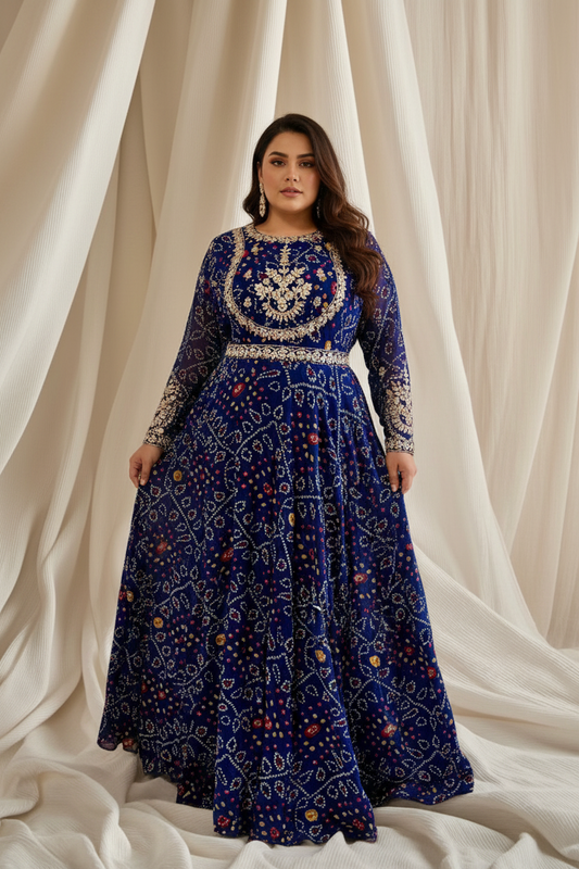 Anaika Bandhani Gown - Blue