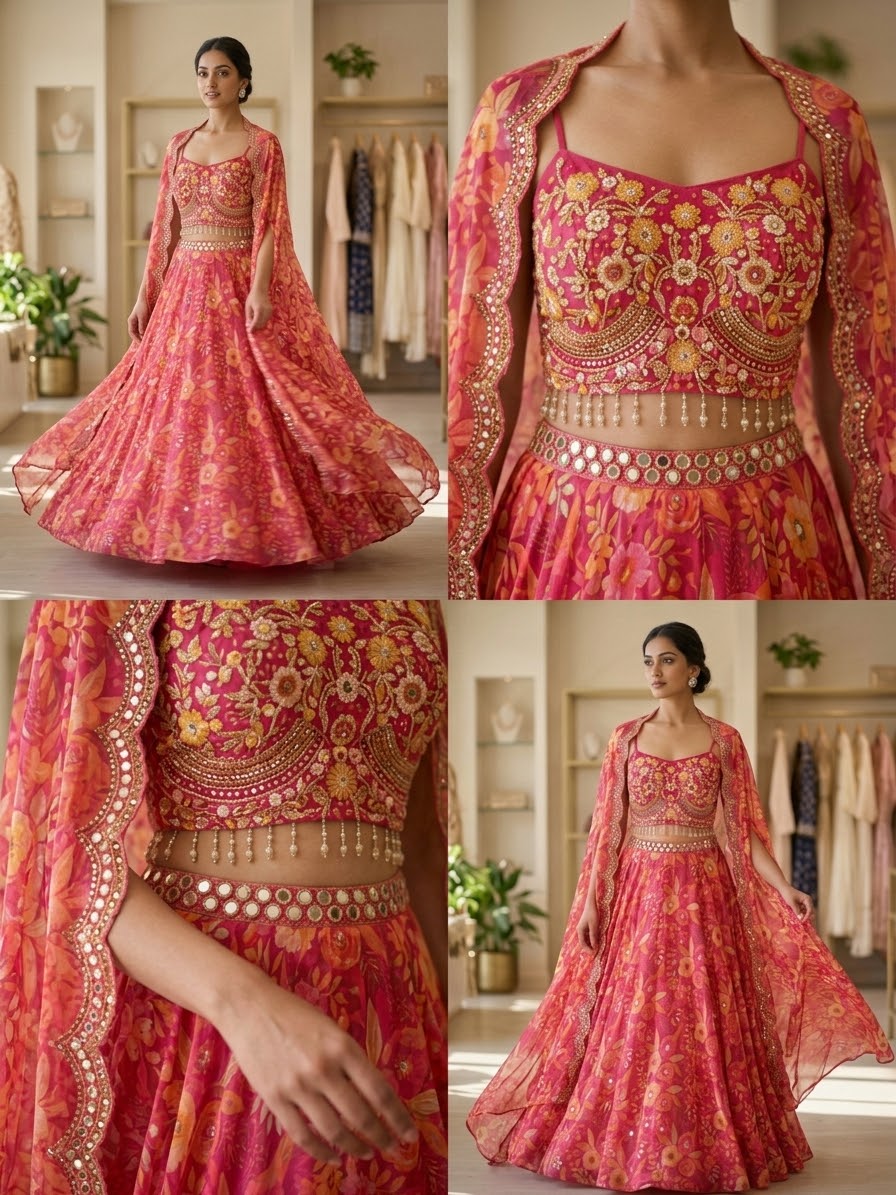 Inaya - Lehenga with Kaftan Dupatta
