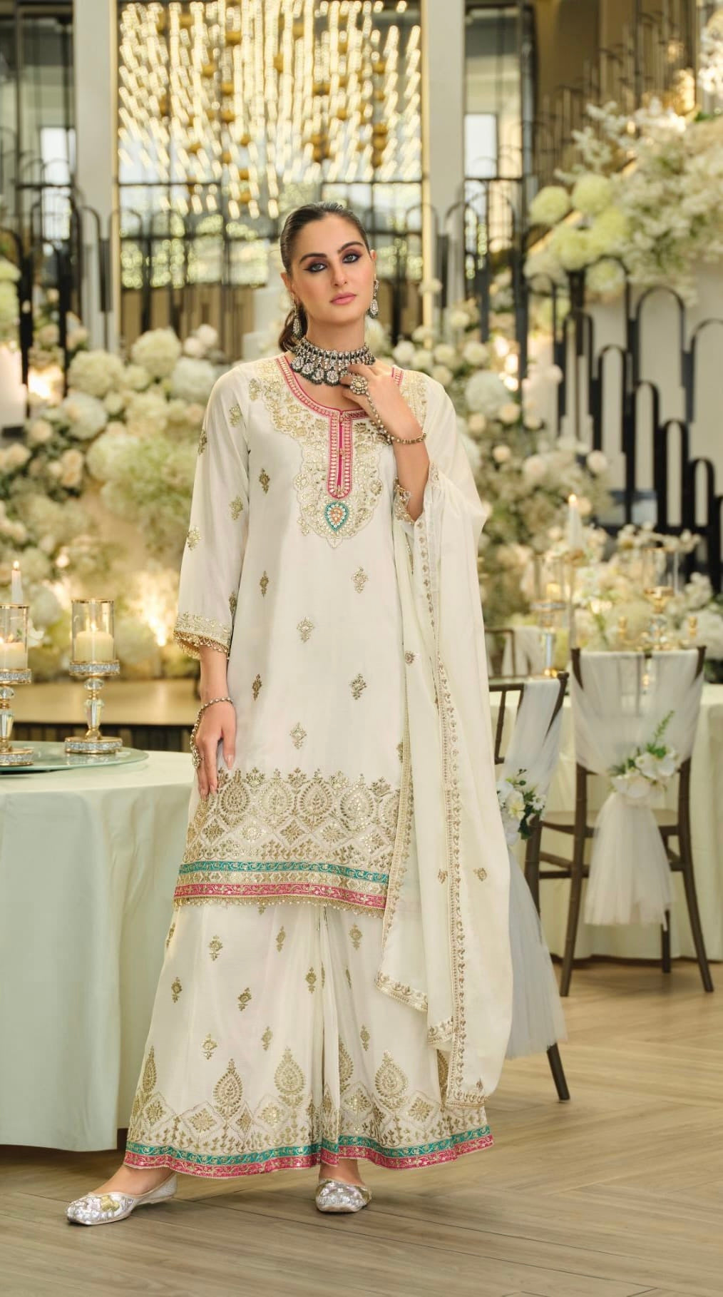 Madhu - 3 Piece Sharara Set in Black and White