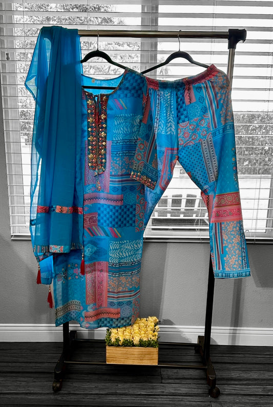 Nazneen Kurta Set - Blue