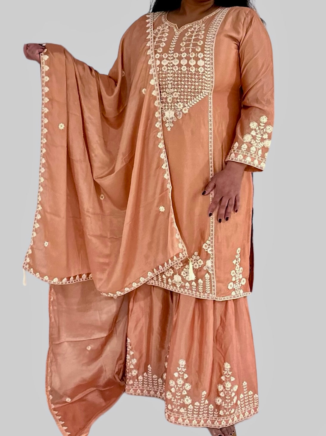 Chinon Sharara With White Heavy Embroidery and Bead Work
