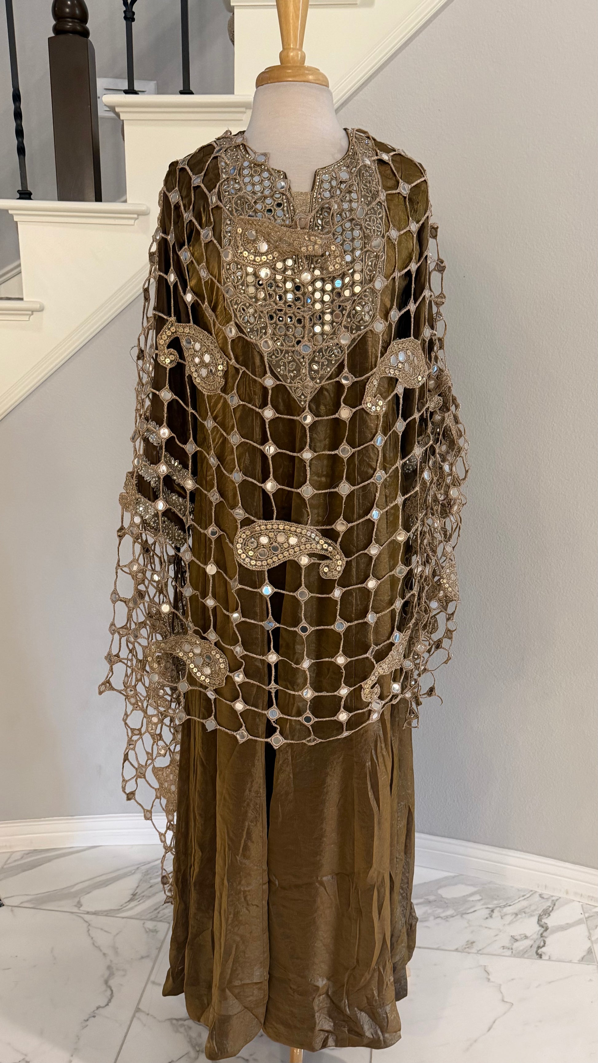 Viral Sheesh Poshida Dupatta Anarkali Gown in Copper Brown Color