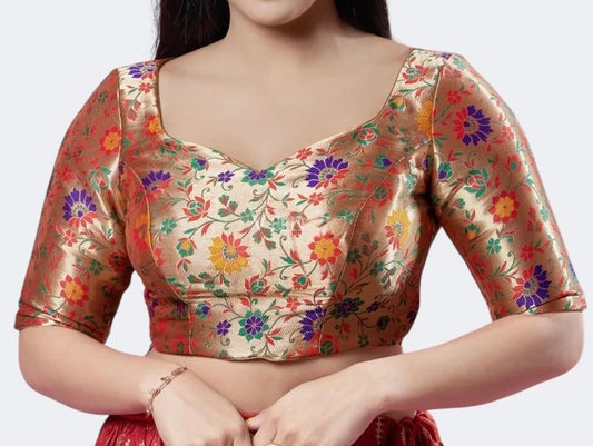 Gold Multicolor Brocade Blouse