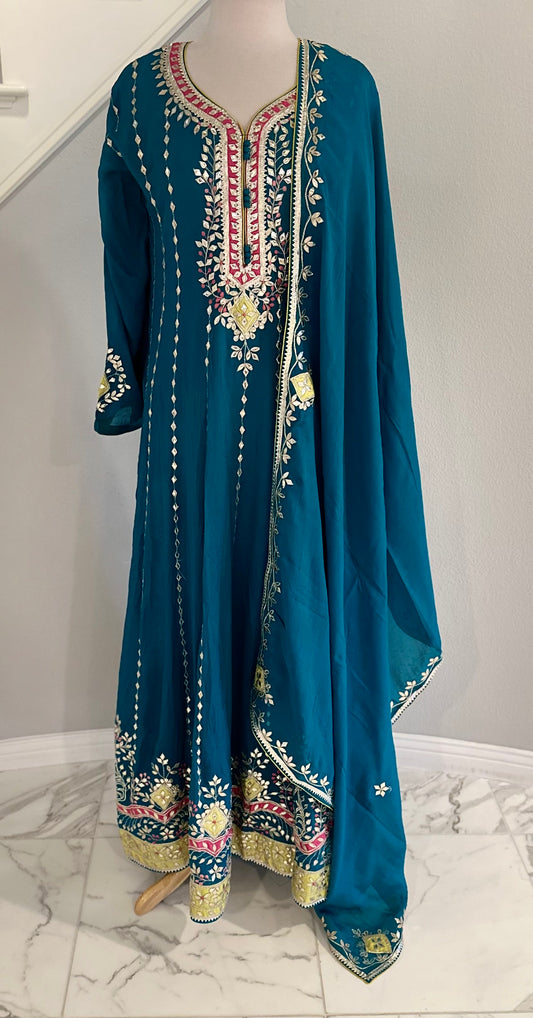 Oasis Teal Gown with Dupatta