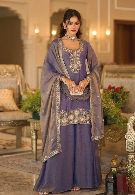 Zeba - 3 Piece Shimmer Tissue Palazzo Set