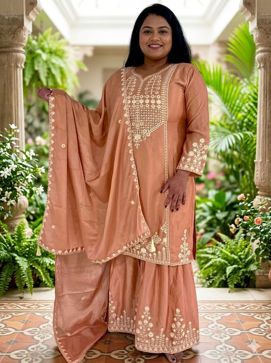 Chinon Sharara With White Heavy Embroidery and Bead Work