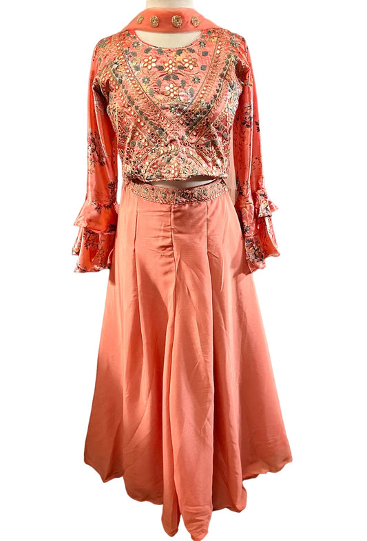 Opulent Silk Floral Print Palazzo Set