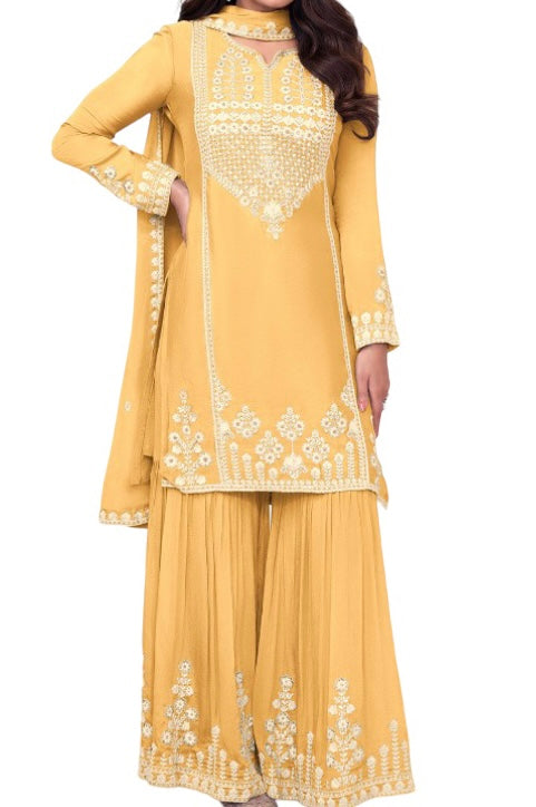 Chinon Sharara With White Heavy Embroidery and Bead Work