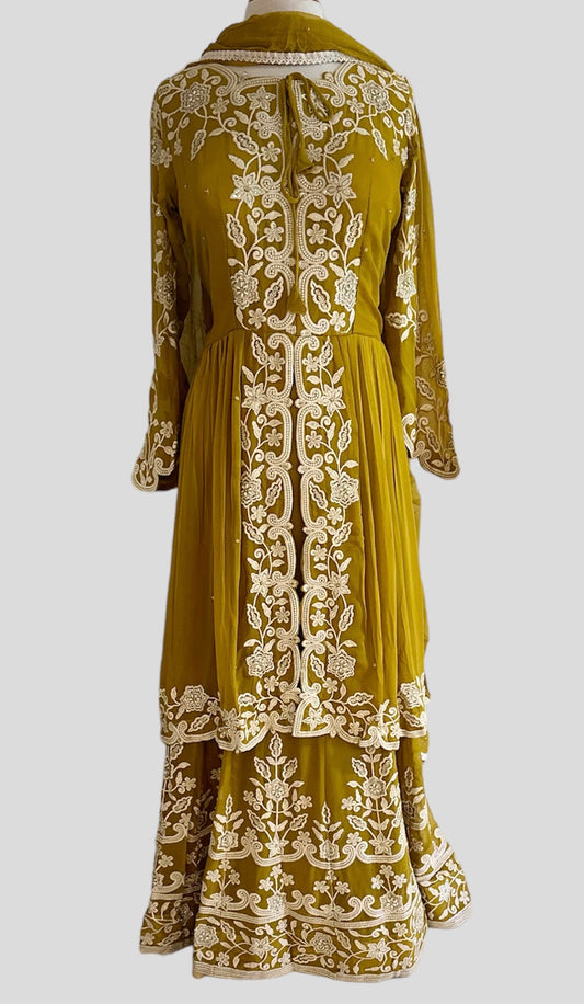 Pure georgette peplum style kurta and lehenga