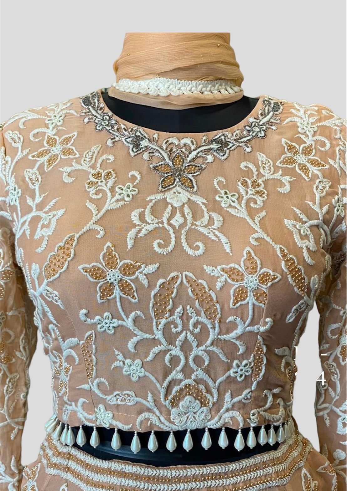 Peach Cut Dana Embroidered Lehenga