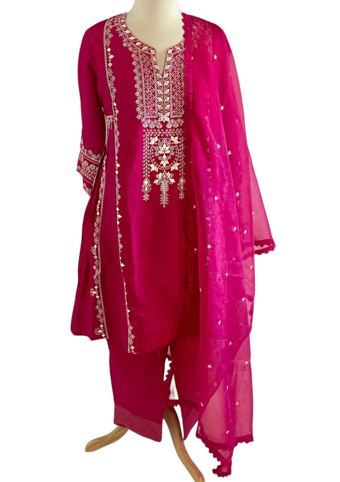 Romani silk suit with organza dupatta