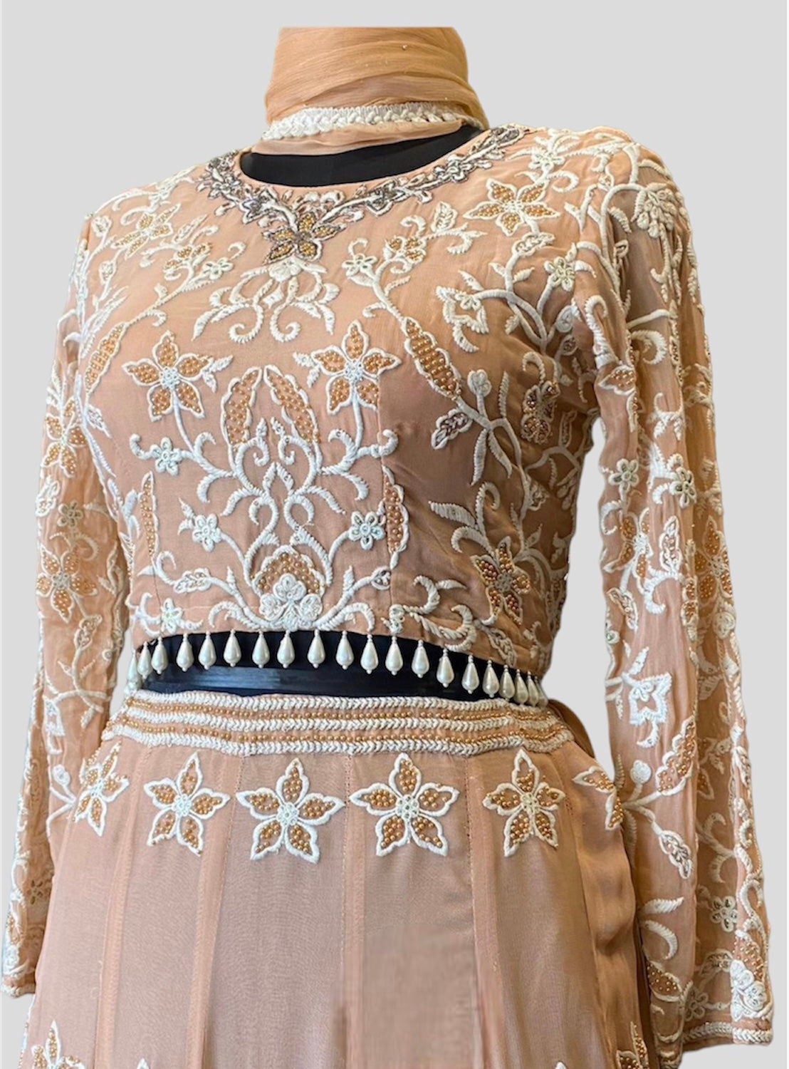 Peach Cut Dana Embroidered Lehenga