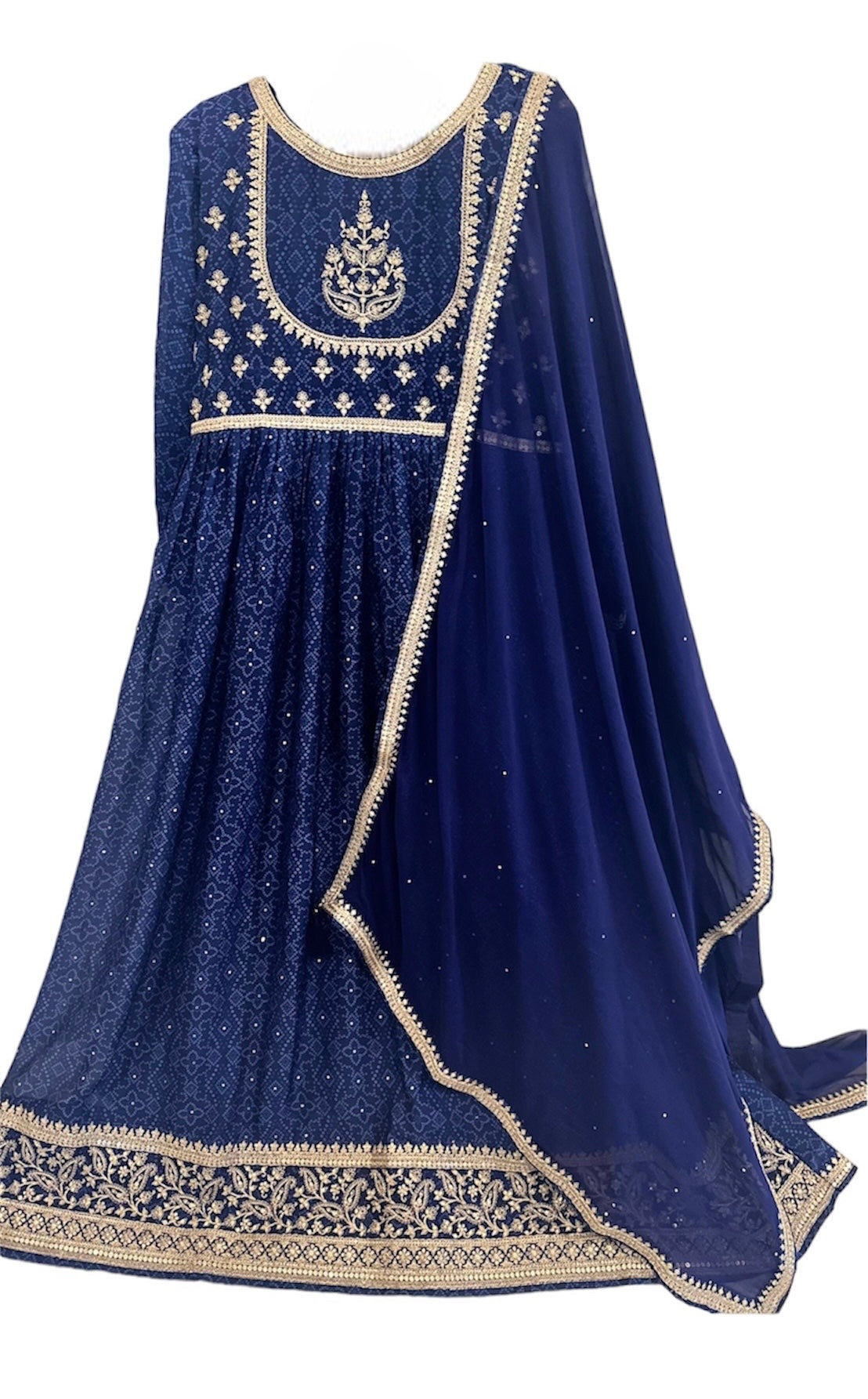 Silk Chiffon Bandhani Print Anarkali