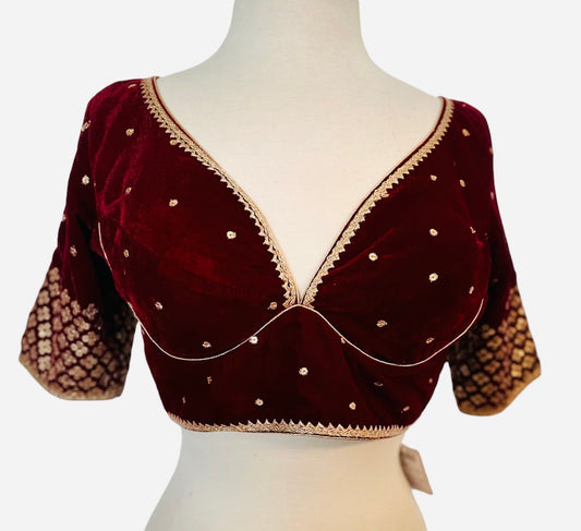 Maroon Micro Velvet Blouse by