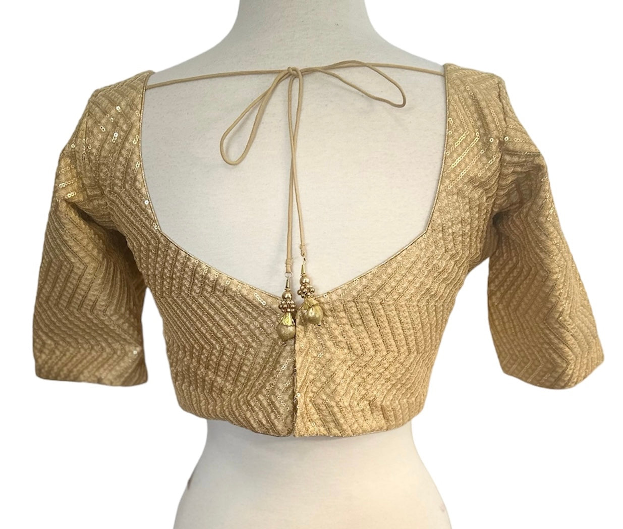 Gold Heavy Embroidered Sequined Blouse