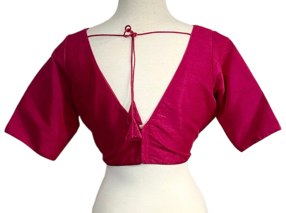 Raw Silk Blouse - Hot Pink