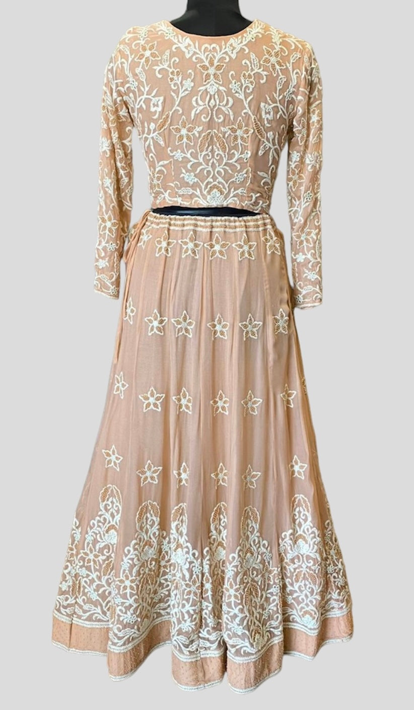 Peach Cut Dana Embroidered Lehenga