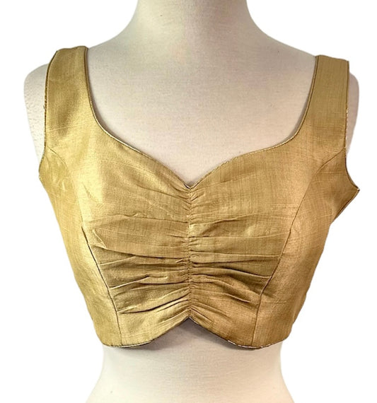 Gold Mulberry Silk Sleeveless Blouse