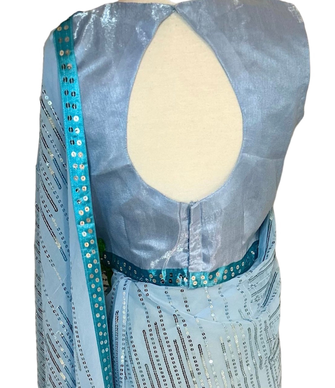 Aqua Sequins Saree