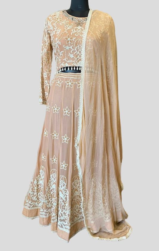 Peach Cut Dana Embroidered Lehenga