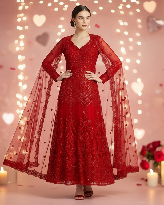 Red Butterfly Net Gown