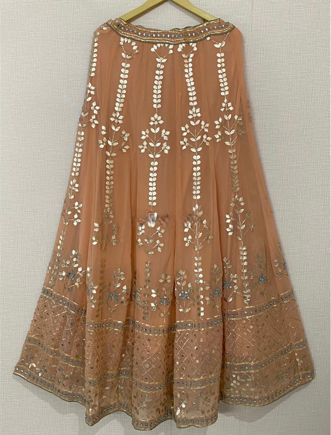 Peach Leatherette and Mirror Lehenga