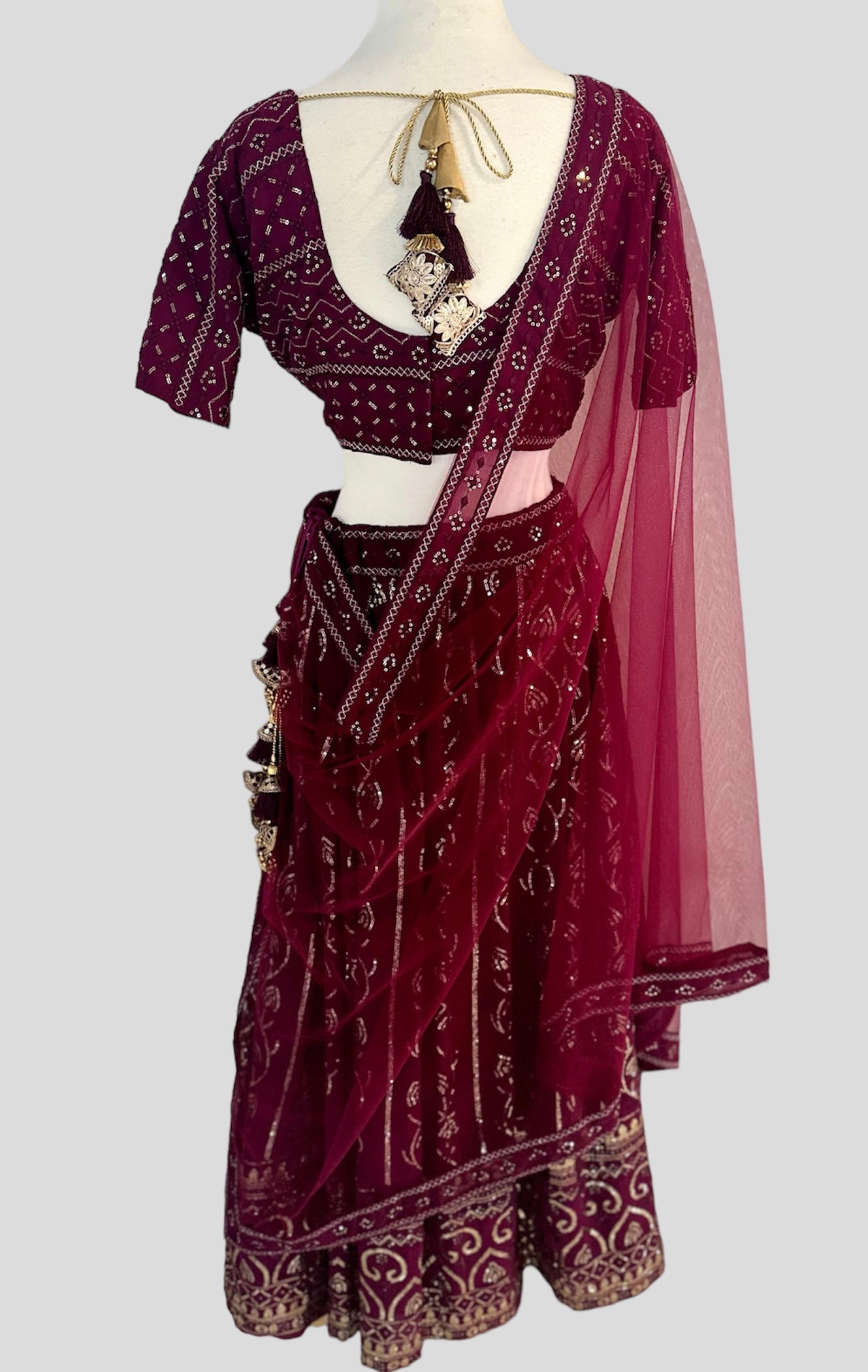 Purple Dahlia Sequined Georgette Lehenga