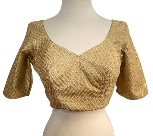Gold Heavy Embroidered Sequined Blouse