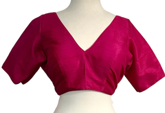 Raw Silk Blouse - Hot Pink